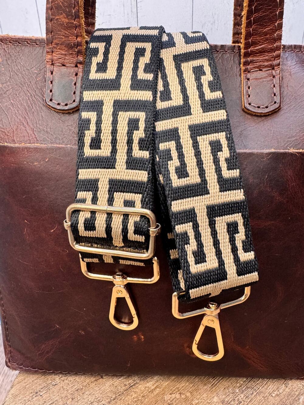 Brown Black Funky Purse Strap Wide Crossbody Bag Strap Boho Purse Strap
